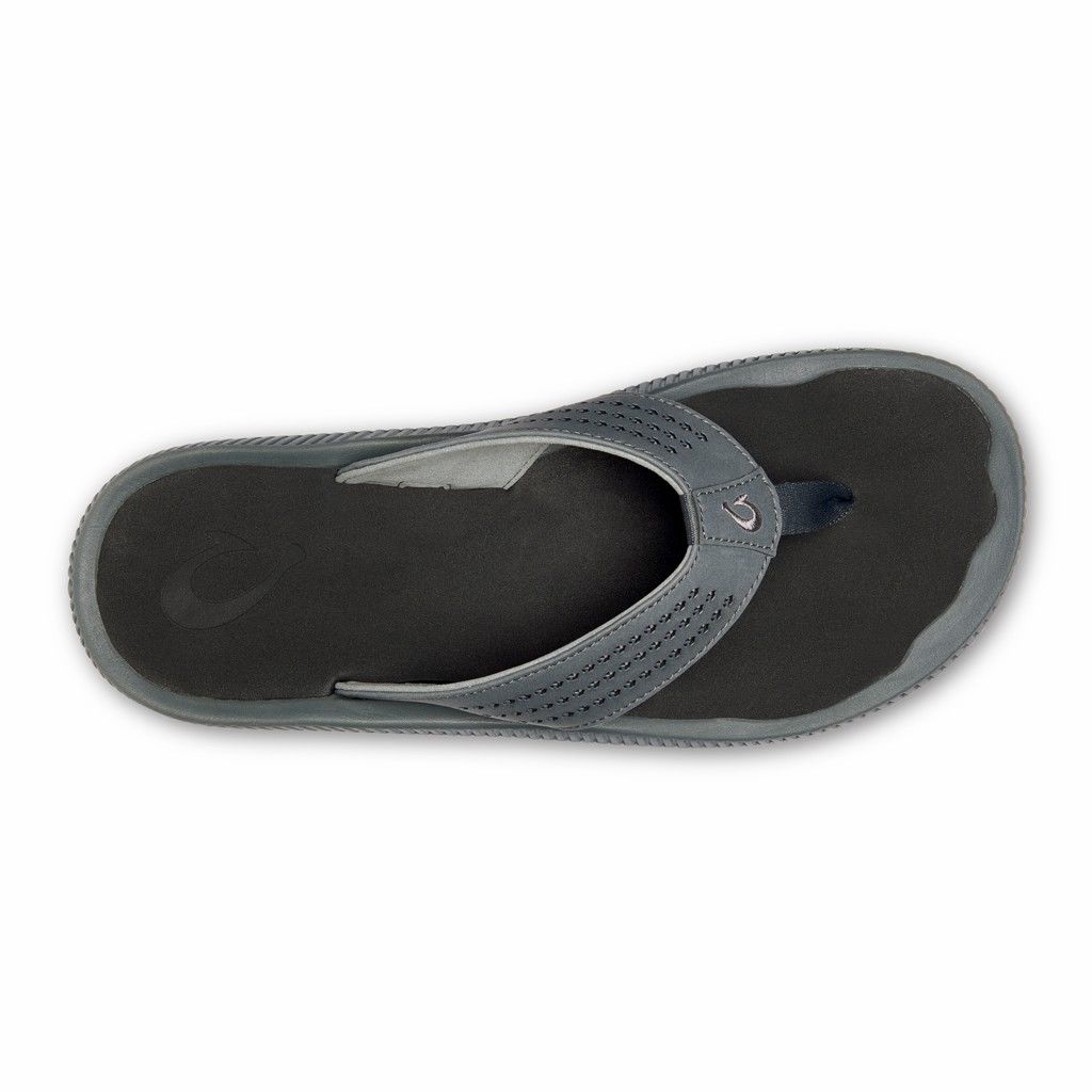 Olukai Men's Ulele Flip Flop - Dark Shadow / Black US907-218